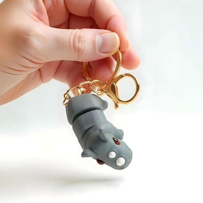 Vinglits Wild Beasts 3D Printed Keychains – Articulated Animal Toys, Pocket-Friendly Keyrings, Stress Relief Desk Toys for Kids & Adults, Collectible Accessories (Poco - The Rhino) view 3