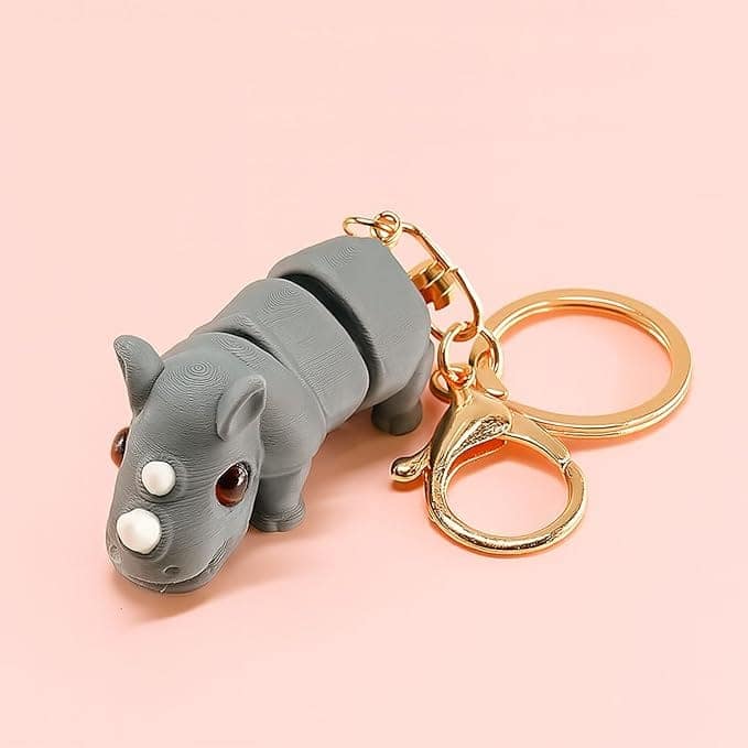 Vinglits Wild Beasts 3D Printed Keychains – Articulated Animal Toys, Pocket-Friendly Keyrings, Stress Relief Desk Toys for Kids & Adults, Collectible Accessories (Poco - The Rhino) view 4