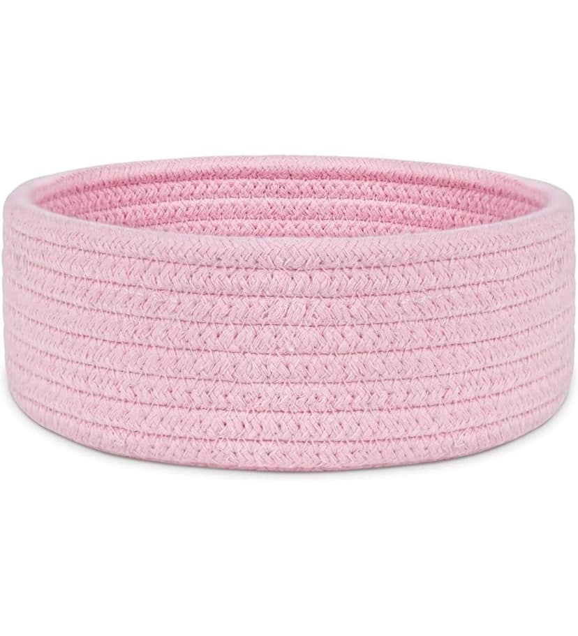 Generic Cotton 8x3 Inch Round 1 Pcs Bedside Organizer With Out Lid (Pink)-PID66377