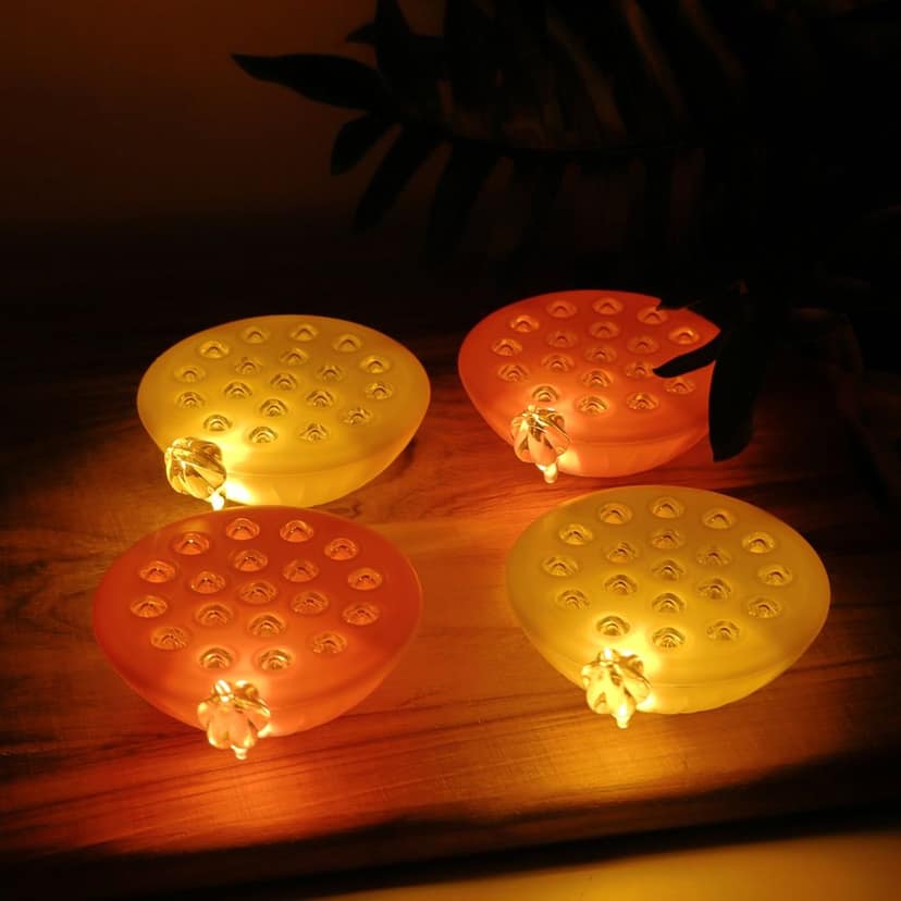 Lotus Canopy LED Decorative Lamps – Set of 4 Multicolor Lights view 3