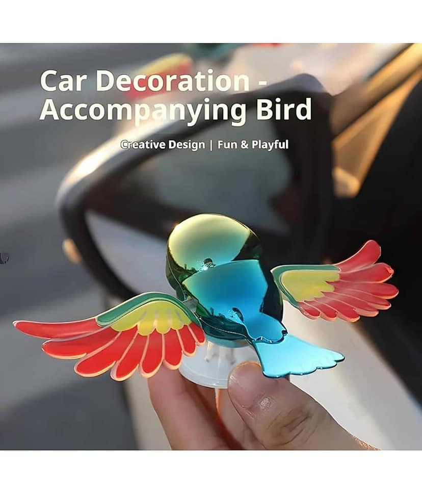 Flying Bird Car Bike Decoration with Flapping Wings Creative Wind-Powered Bird Ornament for Car Side Mirror, Hood, Scooter view 2