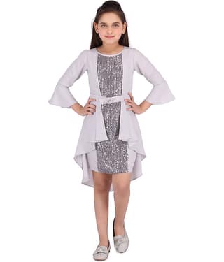 Cutecumber Georgette A-line For Girls ( , Grey )