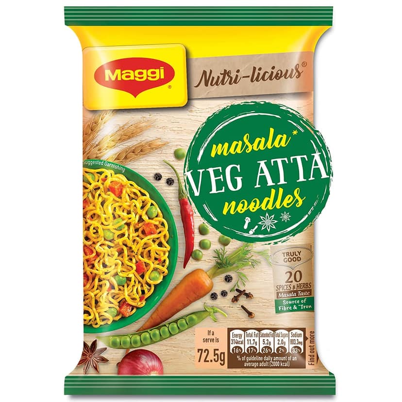 Maggi Nutri-Licious Masala Veg Atta Noodles, 72.5G Pouch view 2
