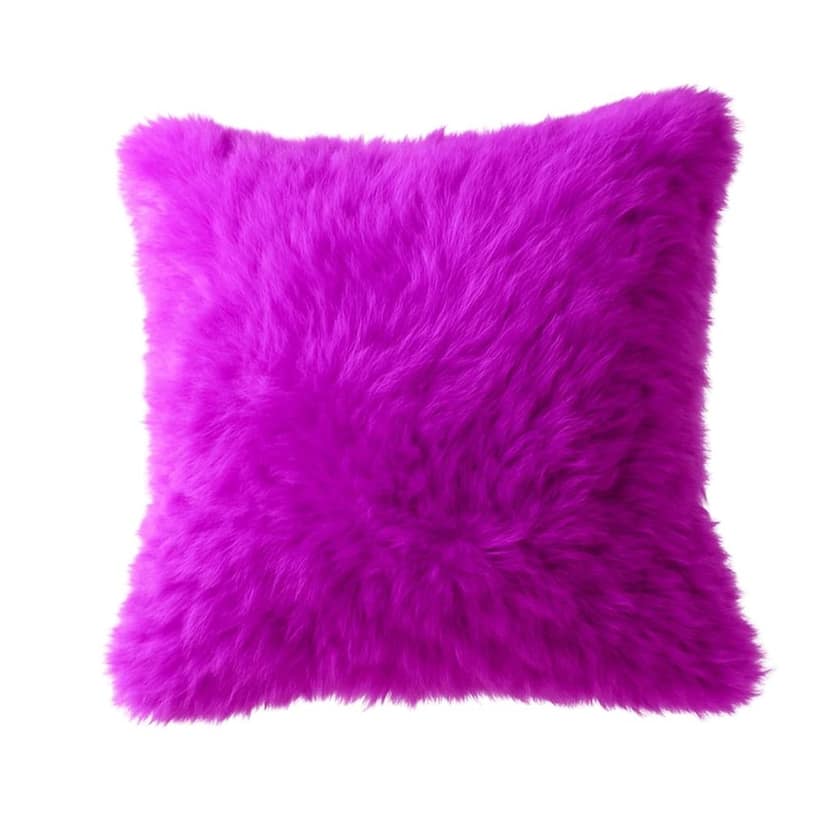 Luxury Magenta Faux Fur Square Decorative Pillow
