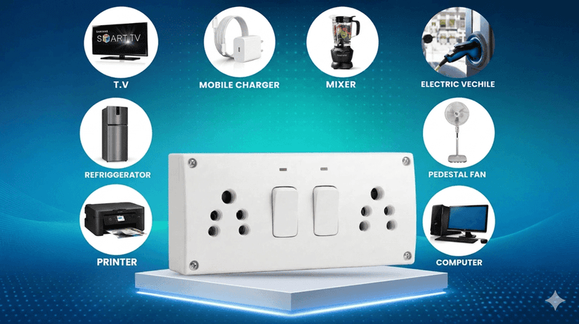 Heavy Duty 2 Way Extension Board with 10ft Cable | Individual Switches & LED Indicators | 3-Pin Power Strip for Home & Kitchen Appliances | White 2-Socket Switchboard view 4