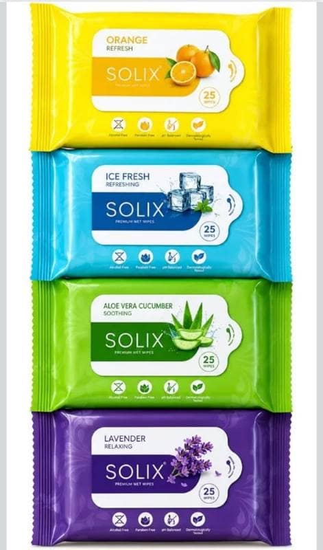 Solix Refreshing Wet Wipes Mega Combo (25 Wipes) | Alcohol-Free & pH Balanced | Daily Skin Care view 4