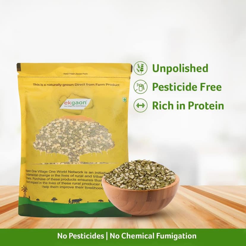 Unpolished Desi Moong Dal - Chhilka (Split with Skin Green Gram) 500 Gms view 4