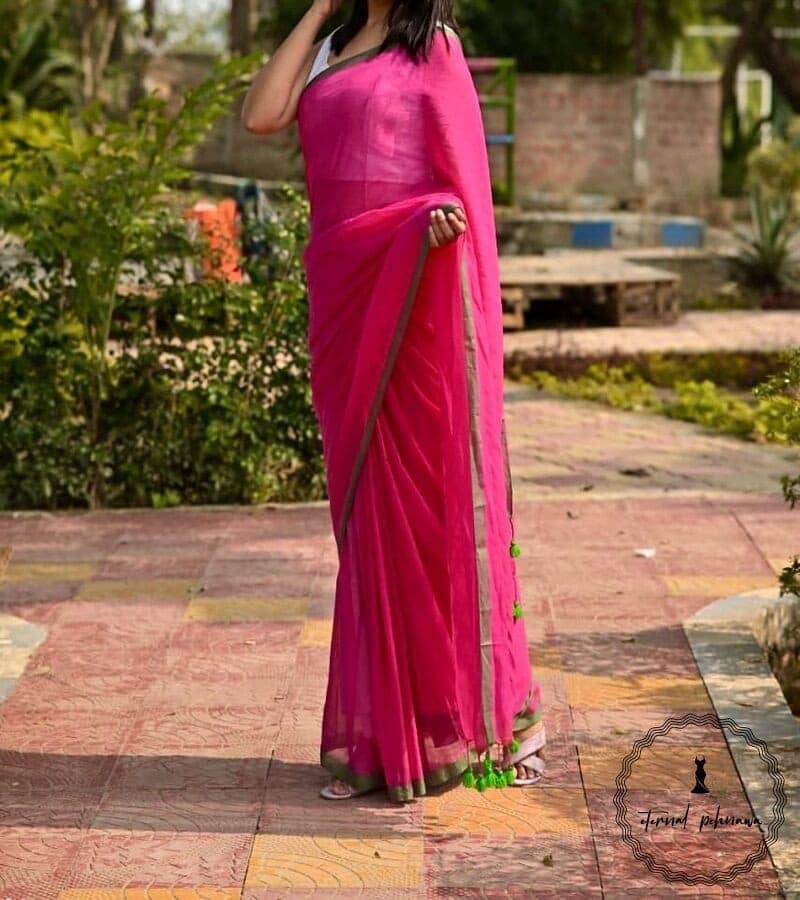 Black MulMul Pure Cotton Bengal Saree at Best Price view 3