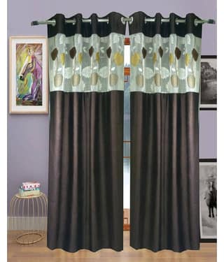 Homefab India Plain Semi-Transparent Eyelet Window Curtain 5ft (Pack of 2) - Green