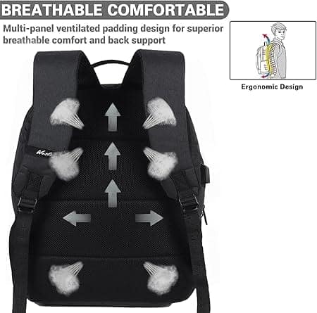Wesley Zeus Usb charging Travel Laptop Backpack with 15.6 inch Laptop Compartment for men and women (Black) view 3