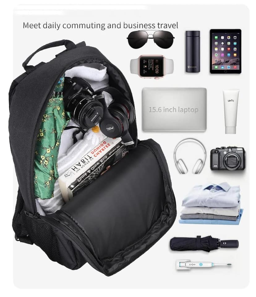 Wesley Zeus Usb charging Travel Laptop Backpack with 15.6 inch Laptop Compartment for men and women (Black) view 5