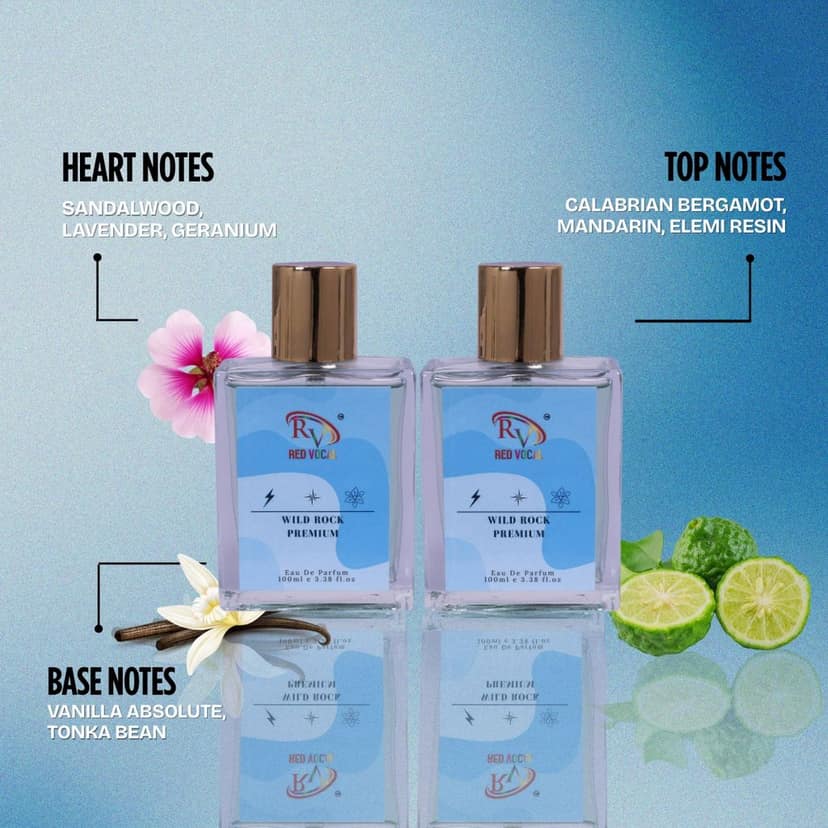 Red Vocal Wild Rock Premium Eau De Parfum 100ml For Men Long Lasting Perfume Set of 2Pcs 100ml Each view 2