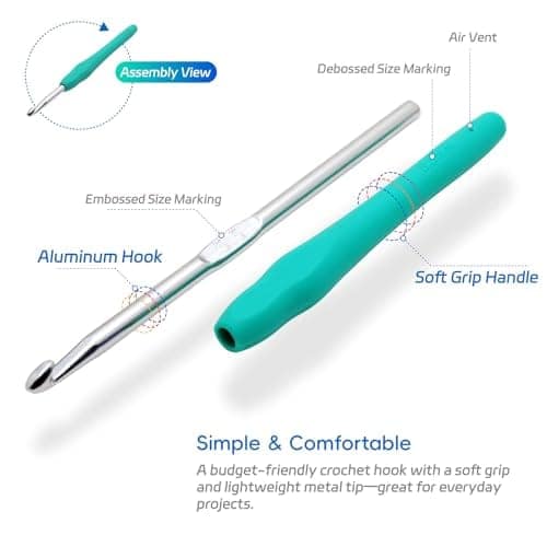 9PCS Ergonomic Crochet Hooks Set by Flickzo – Aluminum Crochet Hook Set with Soft Silicone Handles (2-6mm), Crochet Kit for Beginners with Crochet Tools & Knitting Accessories view 3