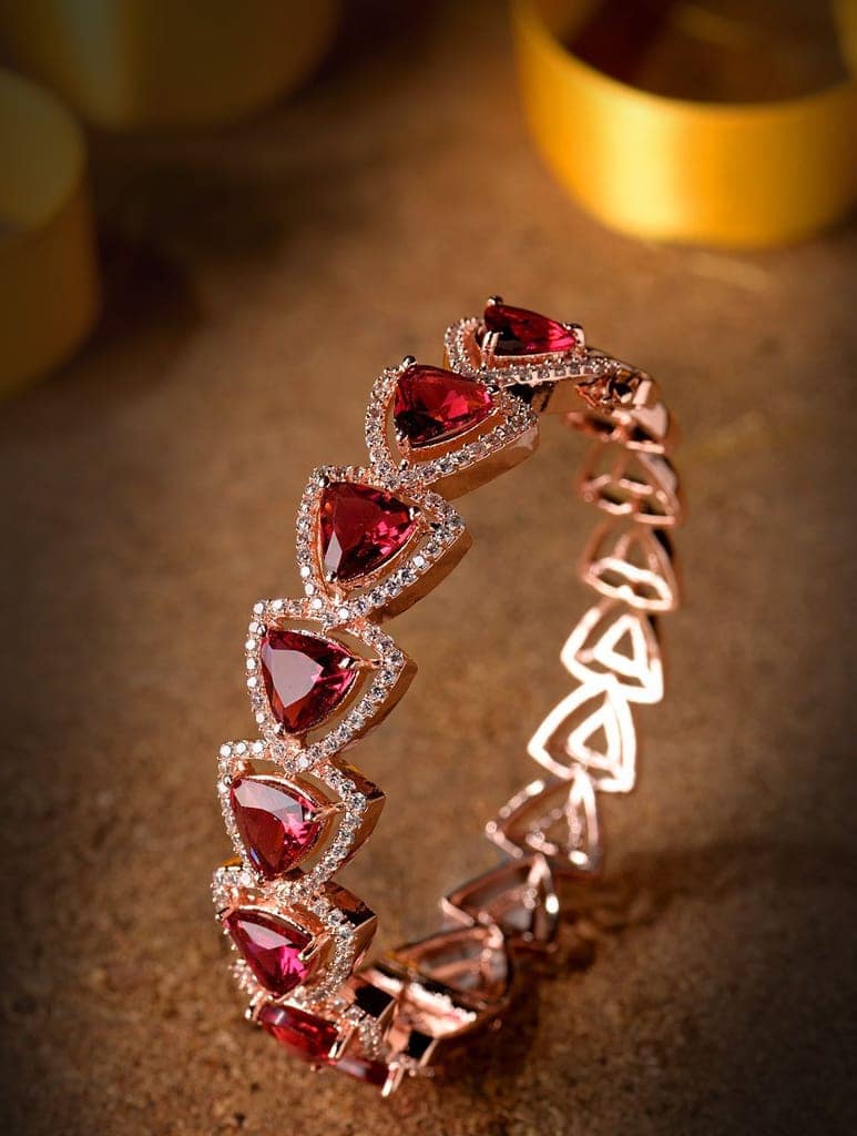 Rose Gold plated Ruby AD designer Handcrafted Bracelet for Women & Girls