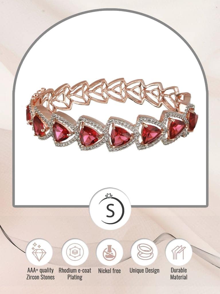 Rose Gold plated Ruby AD designer Handcrafted Bracelet for Women & Girls view 10