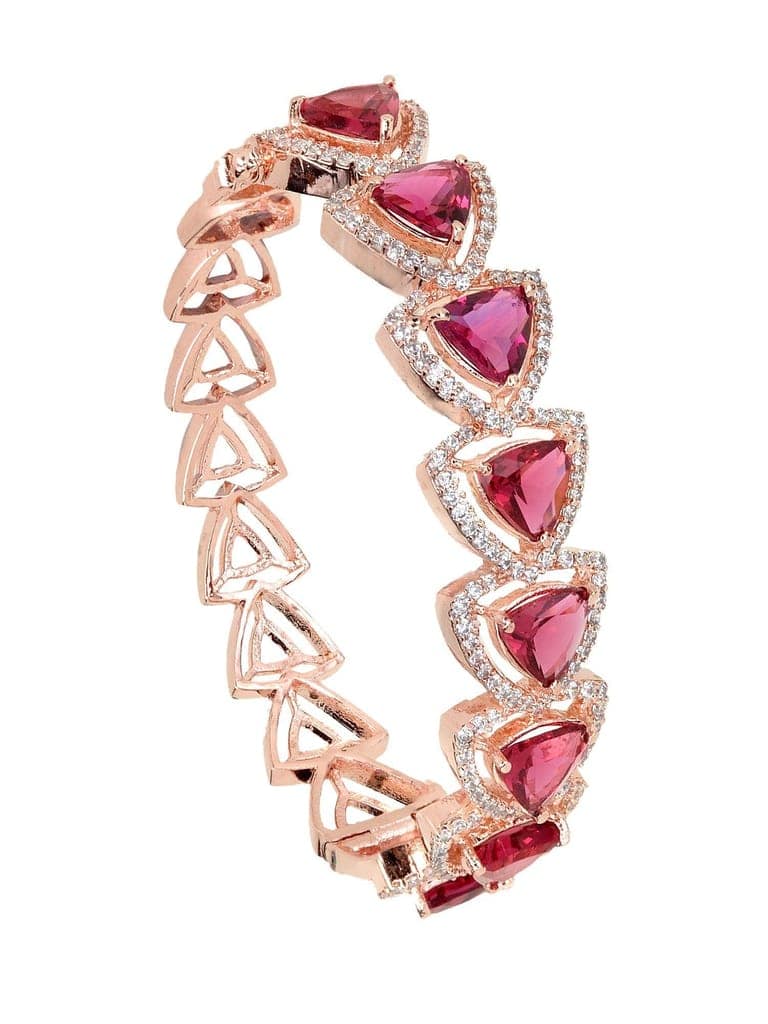Rose Gold plated Ruby AD designer Handcrafted Bracelet for Women & Girls view 3