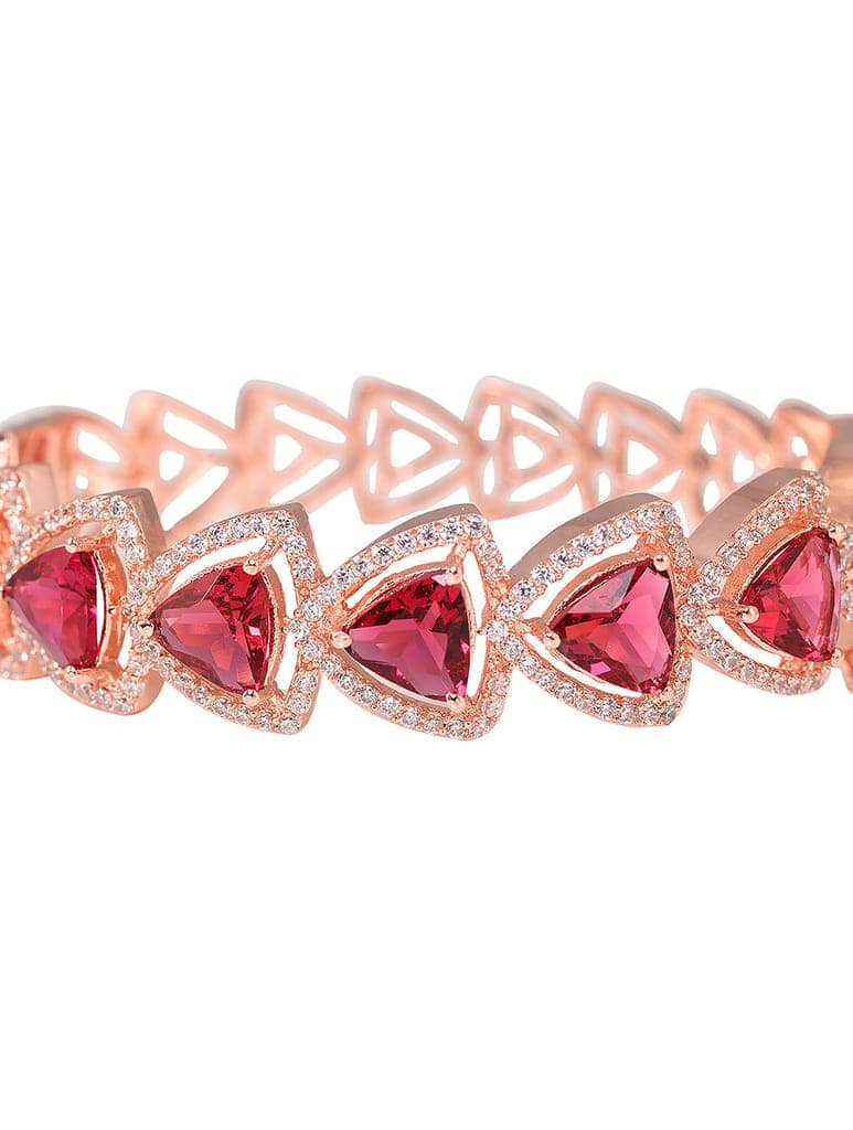 Rose Gold plated Ruby AD designer Handcrafted Bracelet for Women & Girls view 5
