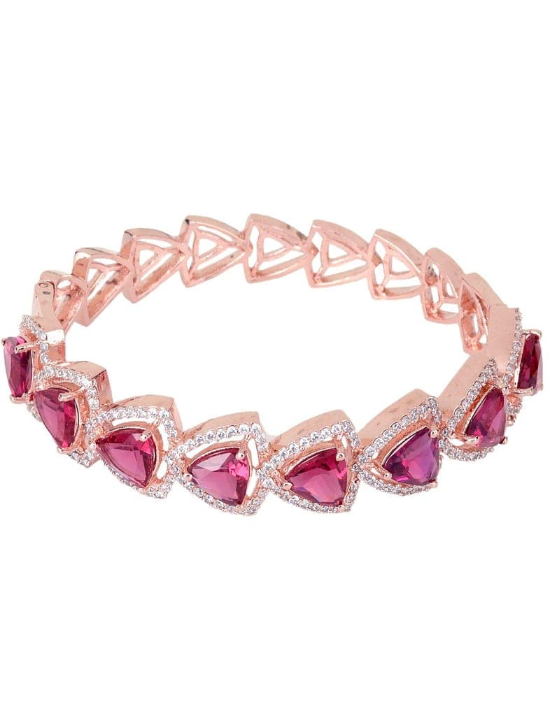 Rose Gold plated Ruby AD designer Handcrafted Bracelet for Women & Girls view 7