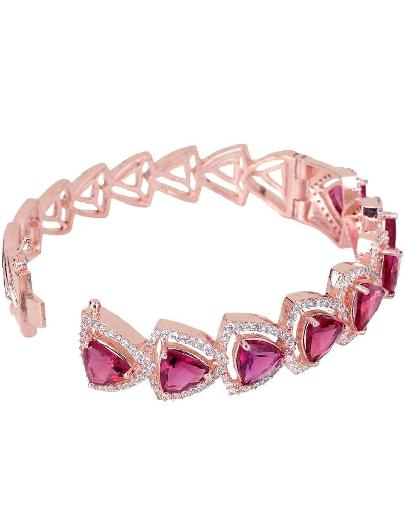Rose Gold plated Ruby AD designer Handcrafted Bracelet for Women & Girls view 8