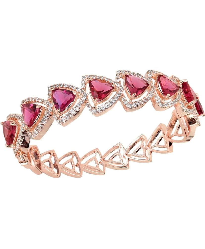 Rose Gold plated Ruby AD designer Handcrafted Bracelet for Women & Girls view 9