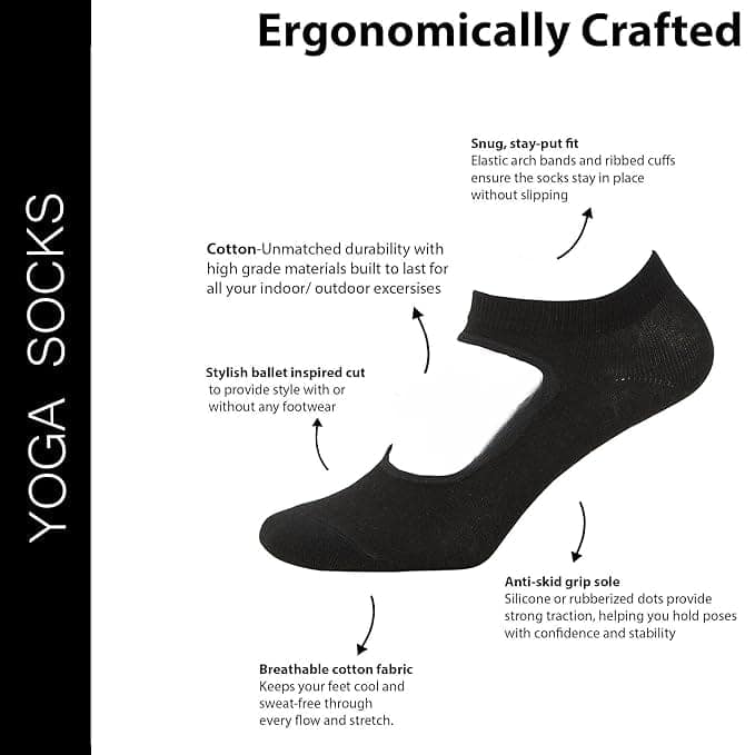 BALENZIA Socks Xpress Women’s Yoga Socks | Made with Bamboo Cotton & Spandex I Pack of 3 view 4