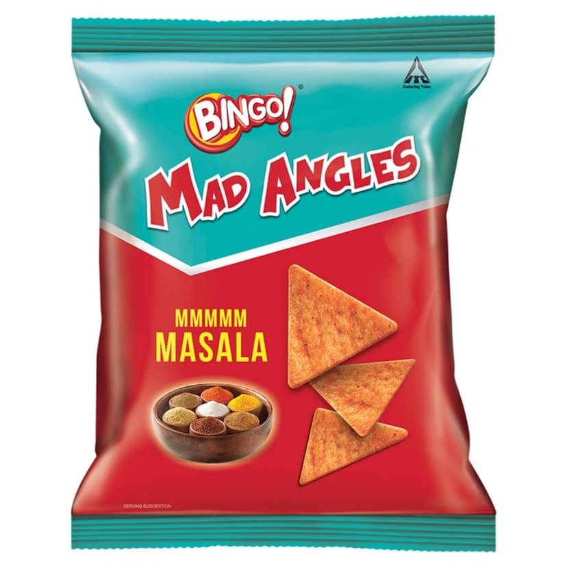 Bingo! Mad Angles Mmmmm Masala, 66G Pack, Corn-Based Crunchy Chips Perfect For Snacking view 2