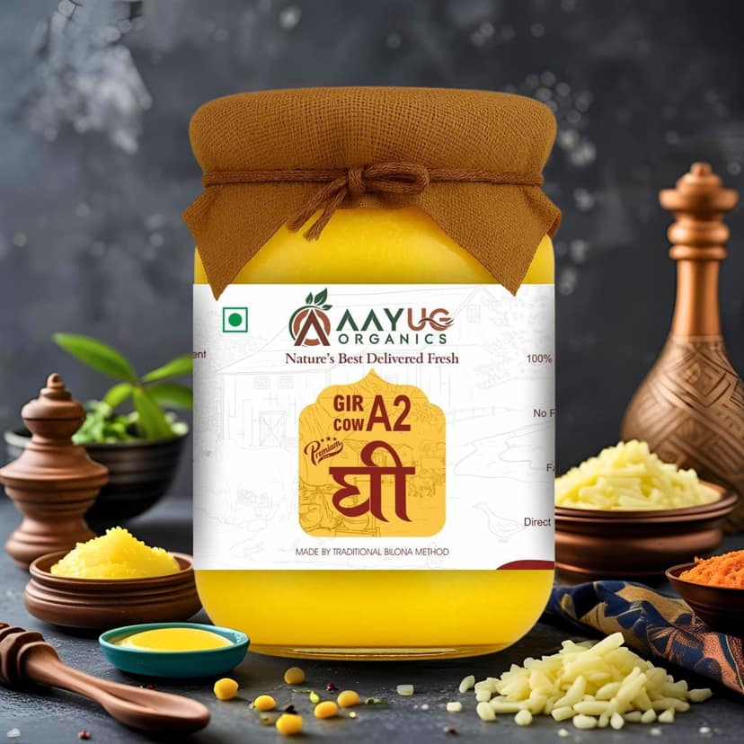 Aayug A2 Gir Cow Ghee | Traditional Bilona Method A2 Cow Ghee | Grassfed, Pure and Healthy Gir Cow Ghee view 6
