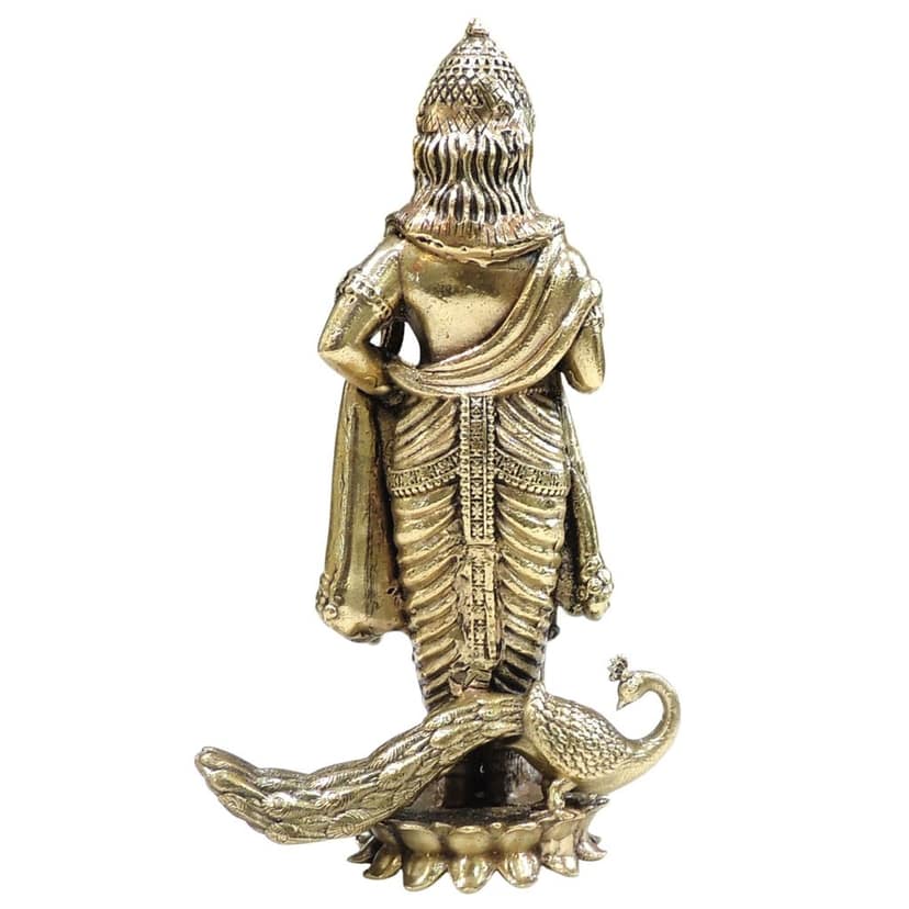 Brass Kartikeya Murugan God Idol � South Indian Brass Temple Statue, Height : 6 Inch (BSMAS1884 D) view 3
