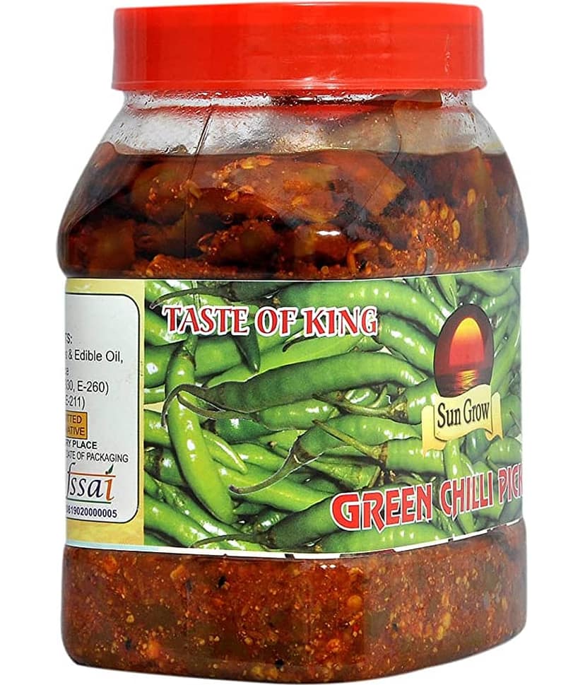 Sun Grow Homemade Organic Royal Kashmiri Green Chilli Pickle Achaar Tate of King Trust Pickle 1 kg view 2