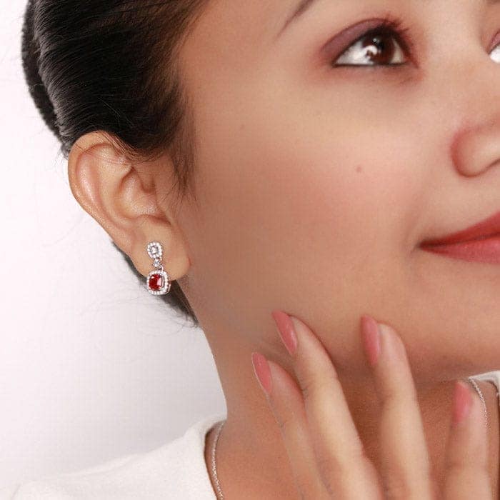 Silver Red Royalty Earrings view 2
