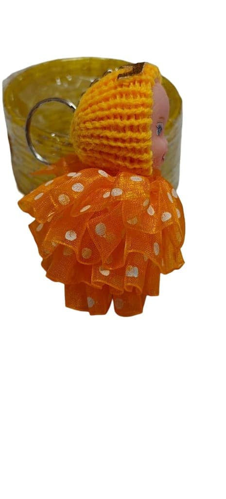 Cute Orange Polka Dot Doll Keychain Bag Charm for Girls view 2