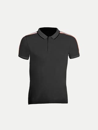 Men Black Cotton Contrast Tipping Polo T-shirt