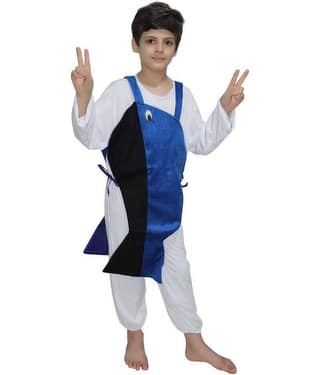 Kaku Fancy Dresses Whale Fish Costume -Blue & Black, 10-12 Years, For Boys & Girls