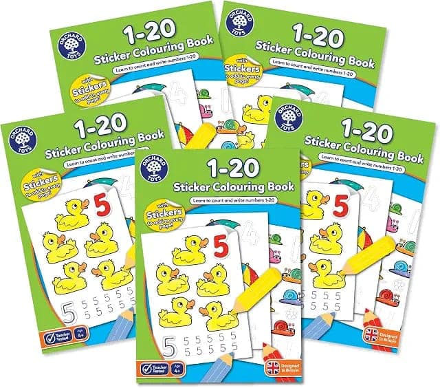 Orchard Toys 1-20 Sticker Colouring Book Engaging Educational Activity Learn to Trace and Write Numbers from 1 To 20, Teacher-Tested Designed for Preschoolers and Kids Aged 4-8 years – Pack of 5 view 3