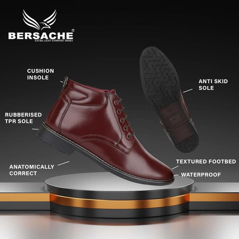 Bersache men Comfortable stylish trending formal shoe Derby For Men's view 5
