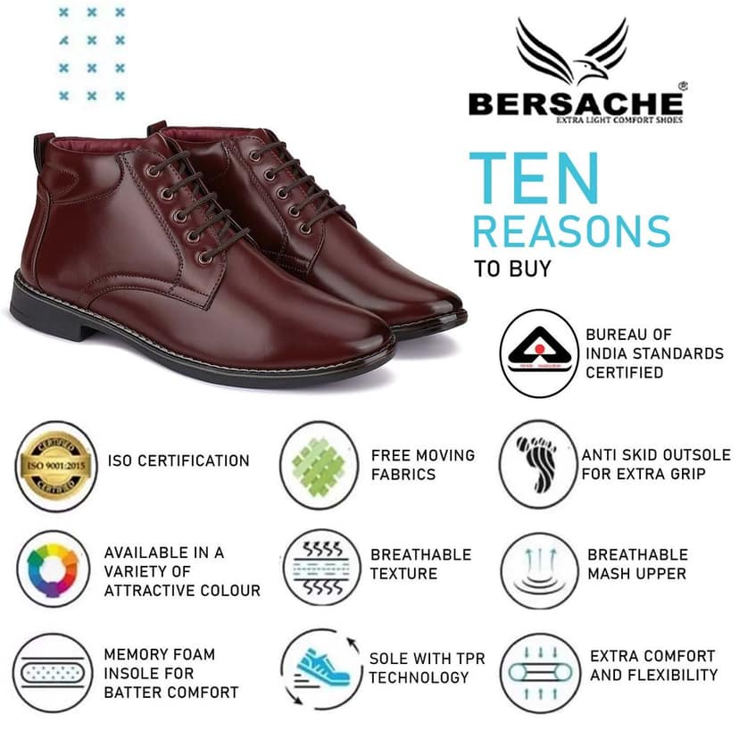 Bersache men Comfortable stylish trending formal shoe Derby For Men's view 7