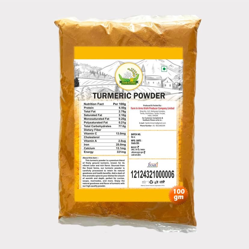 Turmeric Powder 100gm (Pack of 2) by Arms Krishi - Pure Haldi Powder for Everyday Cooking. view 3