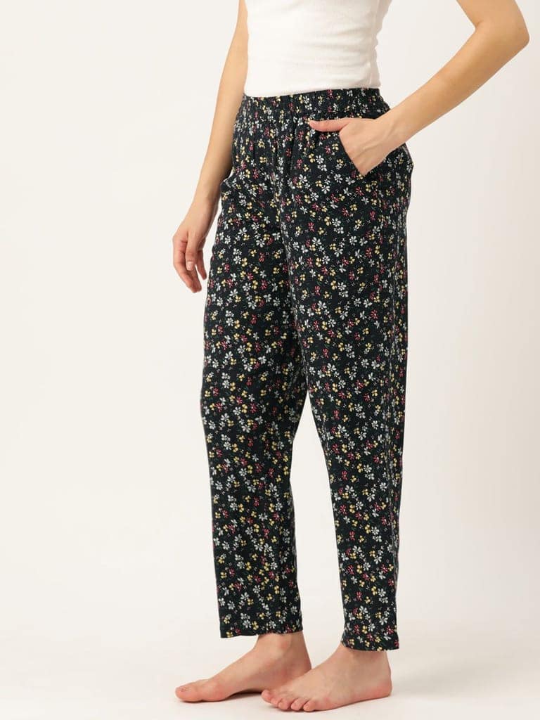Women Pure Cotton Printed Lounge Pants view 3