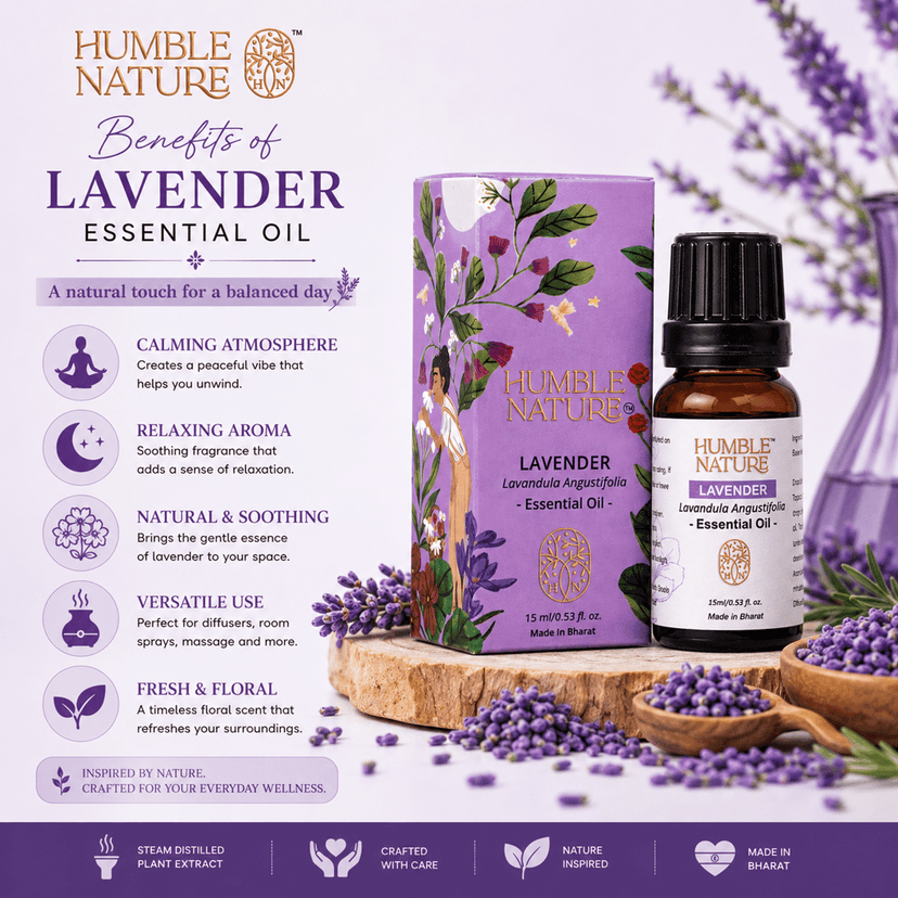 Humble Nature Lavender Essential Oil (Lavandula Angustifolia) – Steam Distilled Natural Plant Extract | Aromatherapy, Diffuser, Massage, DIY Skincare & Hair Care | GC-MS Tested | 15 ml view 3