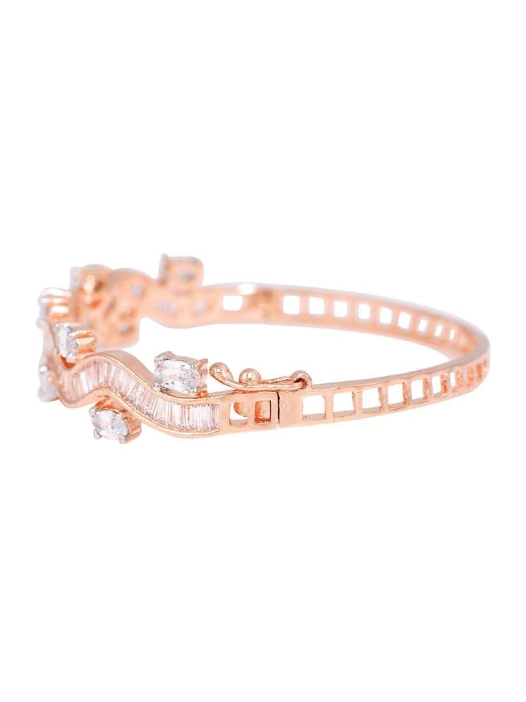 Rose Gold plated AD studded Wavy Pattern Bracelet for Women & Girls view 3