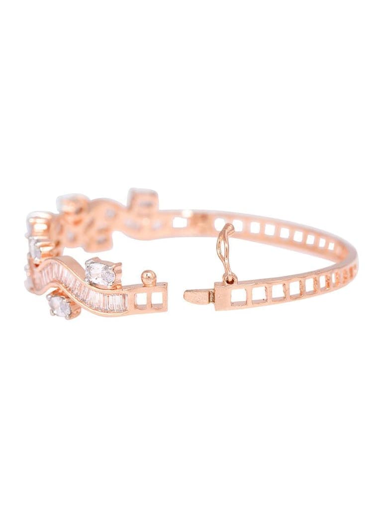 Rose Gold plated AD studded Wavy Pattern Bracelet for Women & Girls view 4
