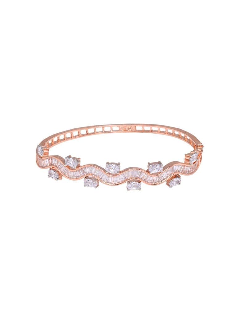 Rose Gold plated AD studded Wavy Pattern Bracelet for Women & Girls view 5