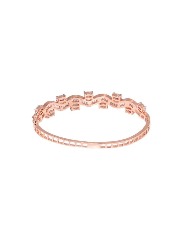 Rose Gold plated AD studded Wavy Pattern Bracelet for Women & Girls view 6