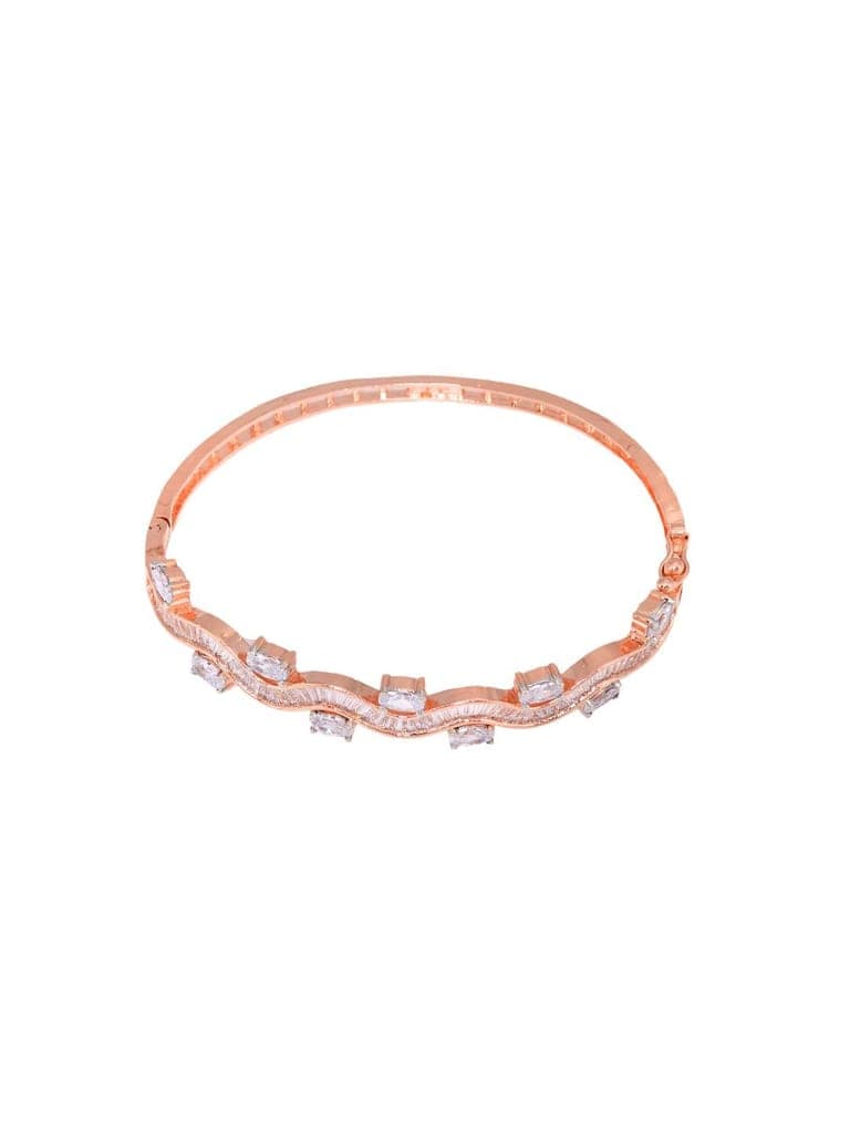 Rose Gold plated AD studded Wavy Pattern Bracelet for Women & Girls view 7