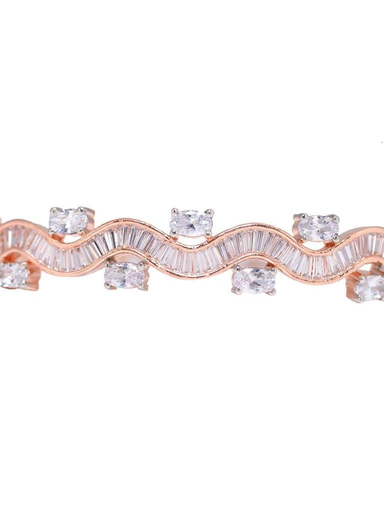 Rose Gold plated AD studded Wavy Pattern Bracelet for Women & Girls view 8