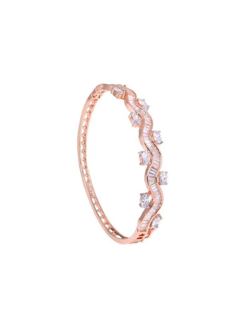 Rose Gold plated AD studded Wavy Pattern Bracelet for Women & Girls view 9
