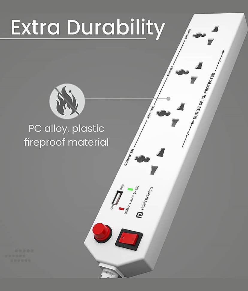 Portronics 4 socket Surge Protector view 2