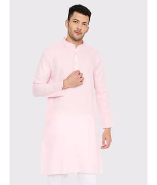 Maharaja - Light Pink Cotton Blend Men's Regular Kurta ( Pack of 1 )