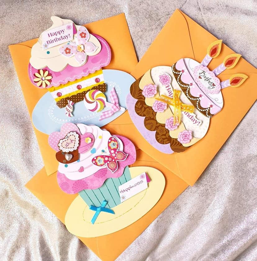 Rack Jack 3D Greeting Card Quirk and Happy Birthday Best Wishing Card Cupcake Glitter with an Envelope view 2