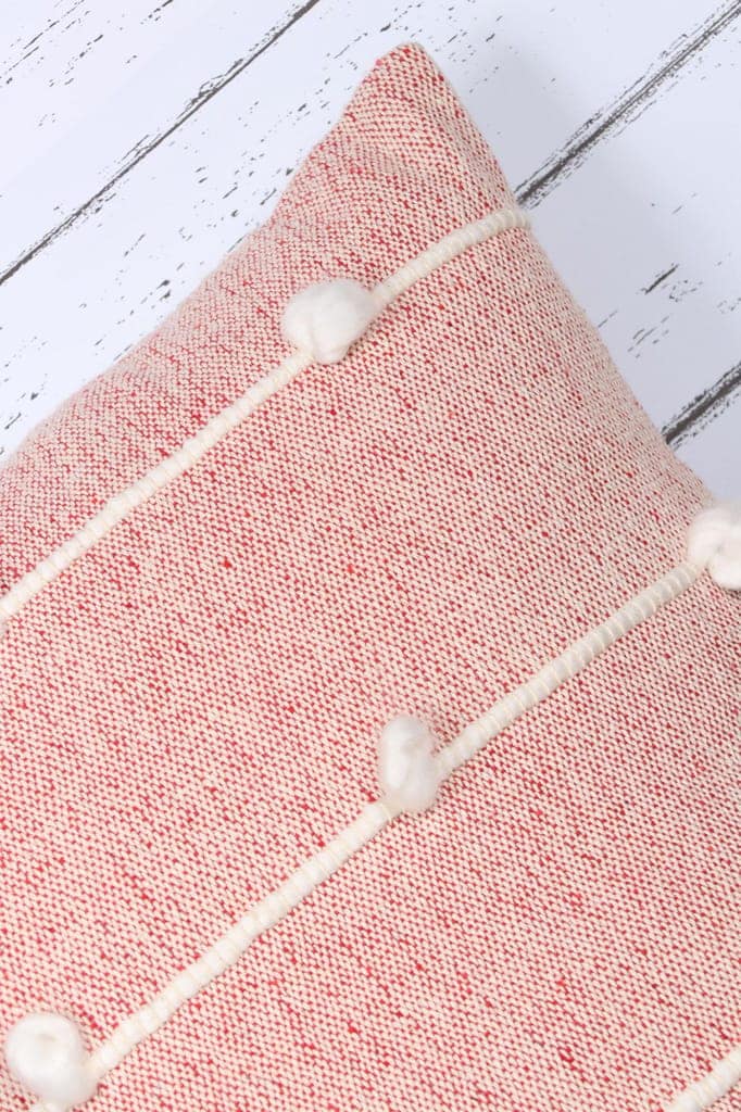 Indihomecraft Handicraft Cotton Cushion Cover | Hand Stitched Embroidery | Pink Decorative Art Boho Pillow | Handmade Woven Pillow Cover | Square Shape 18X18 Inches Cushion Cover view 2